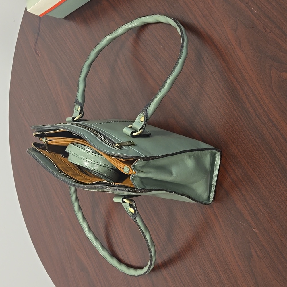 Patricia Nash Calvi Sage Green Leather Satchel Bag - Classic Strap - Picture 6 of 6
